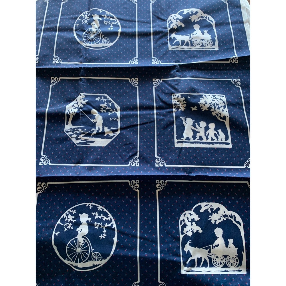 Cranston Fabric Silhouette Picture Patches Navy Blue 1 Yd x 45 Victorian Child